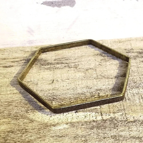 Vintage Y2K 90s Grunge Bronze Textured Metal Bangle Bracelet - Picture 4 of 14